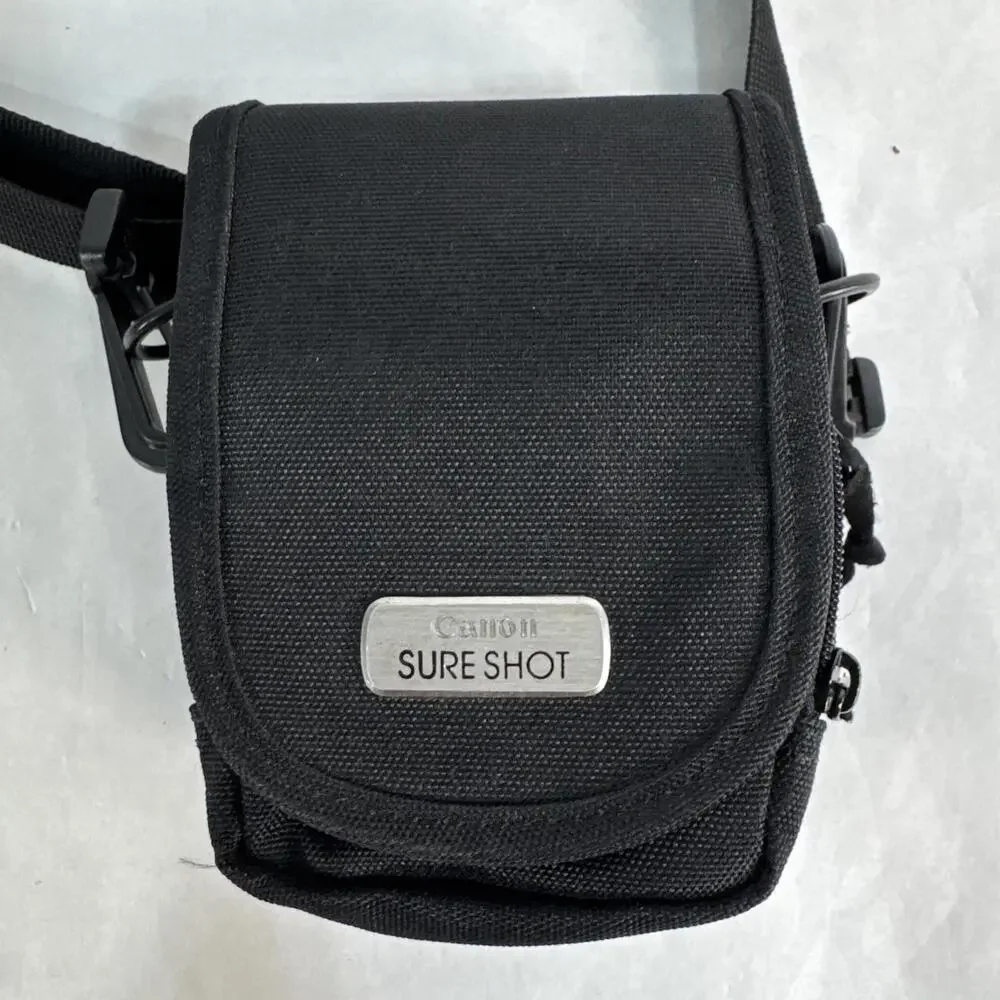 CANON Sure Shot Soft Carry Digital Camera Bag Black Shoulder and Belt Strap Y2k